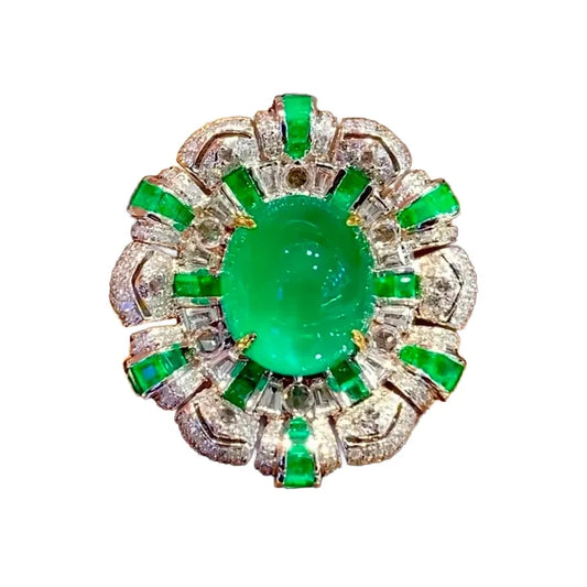 8.05ct High-Quality Emerald Ring and Pendant Dual-Use Design in 18K Gold