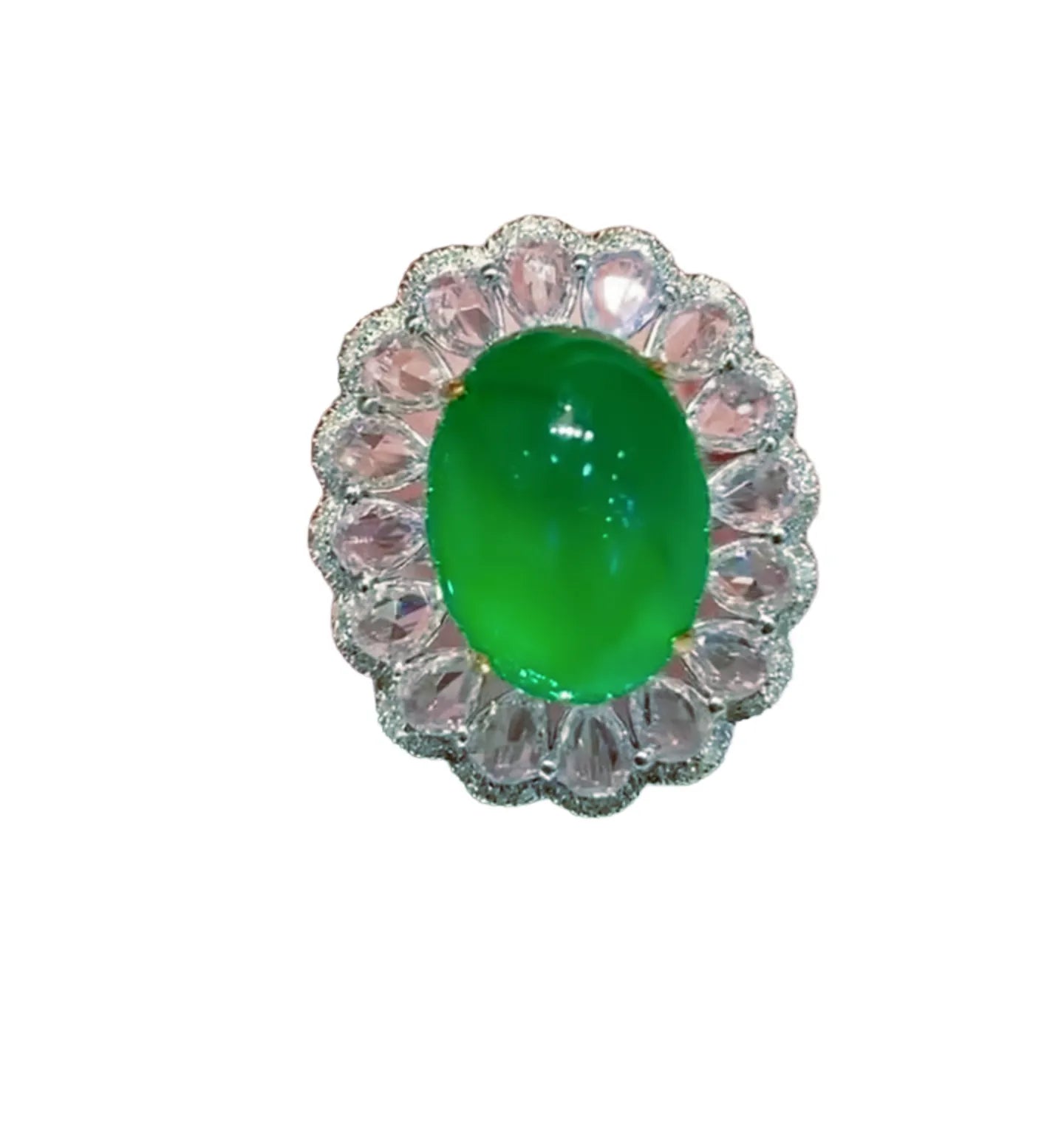 6.8ct Muzo Green Fluorescent Emerald Ring in 18K Gold