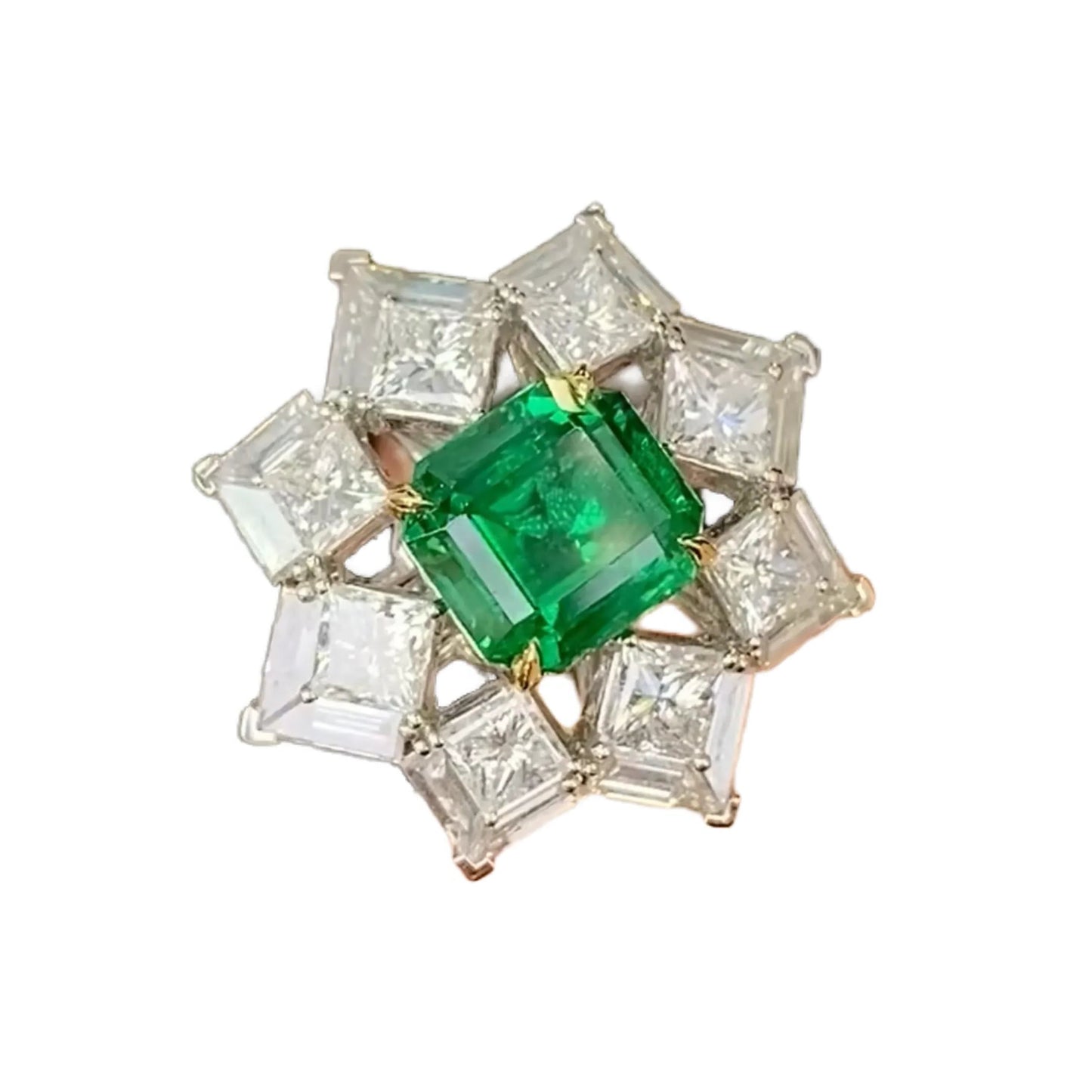 18K Gold 3.26ct Emerald Ring with 3.868ct Diamonds – GUILD Certification