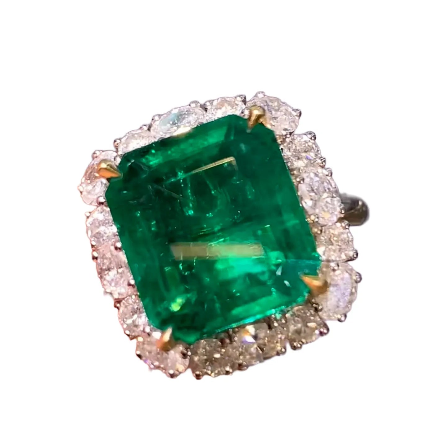 6.53ct Glass-Like Electric Green Emerald Ring and Pendant Dual-Use Design