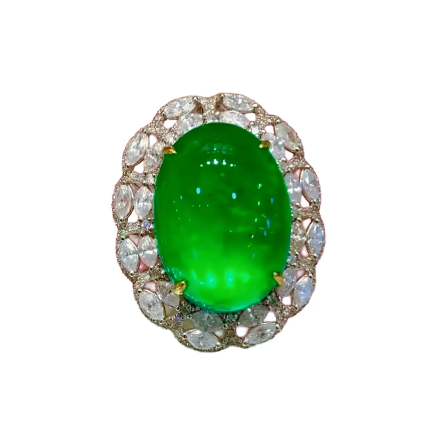18K Gold 15.8ct High-Quality Emerald Cabochon Ring/Pendant Convertible