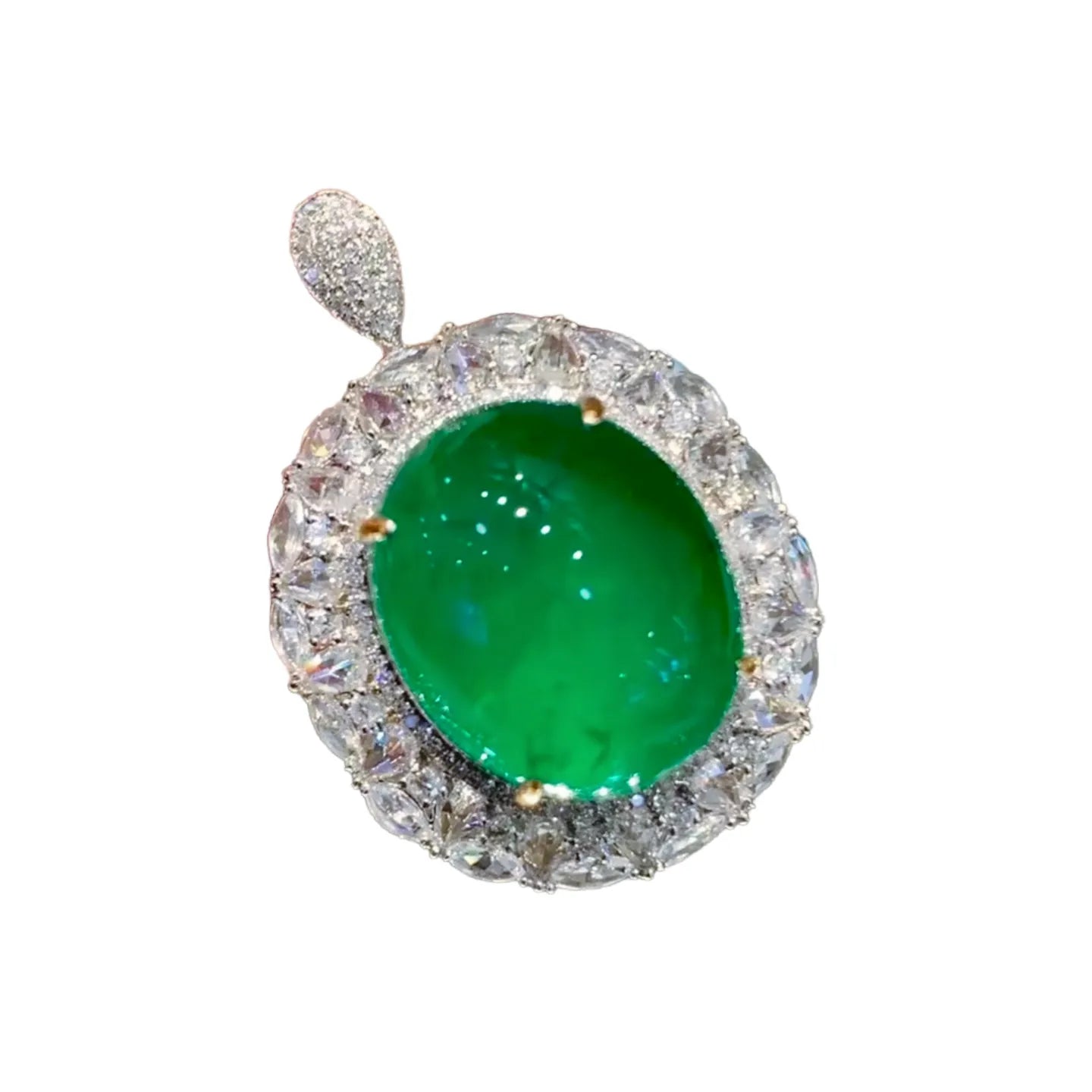 18K Gold 21ct Giant Pigeon Egg Emerald Ring/Pendant Convertible