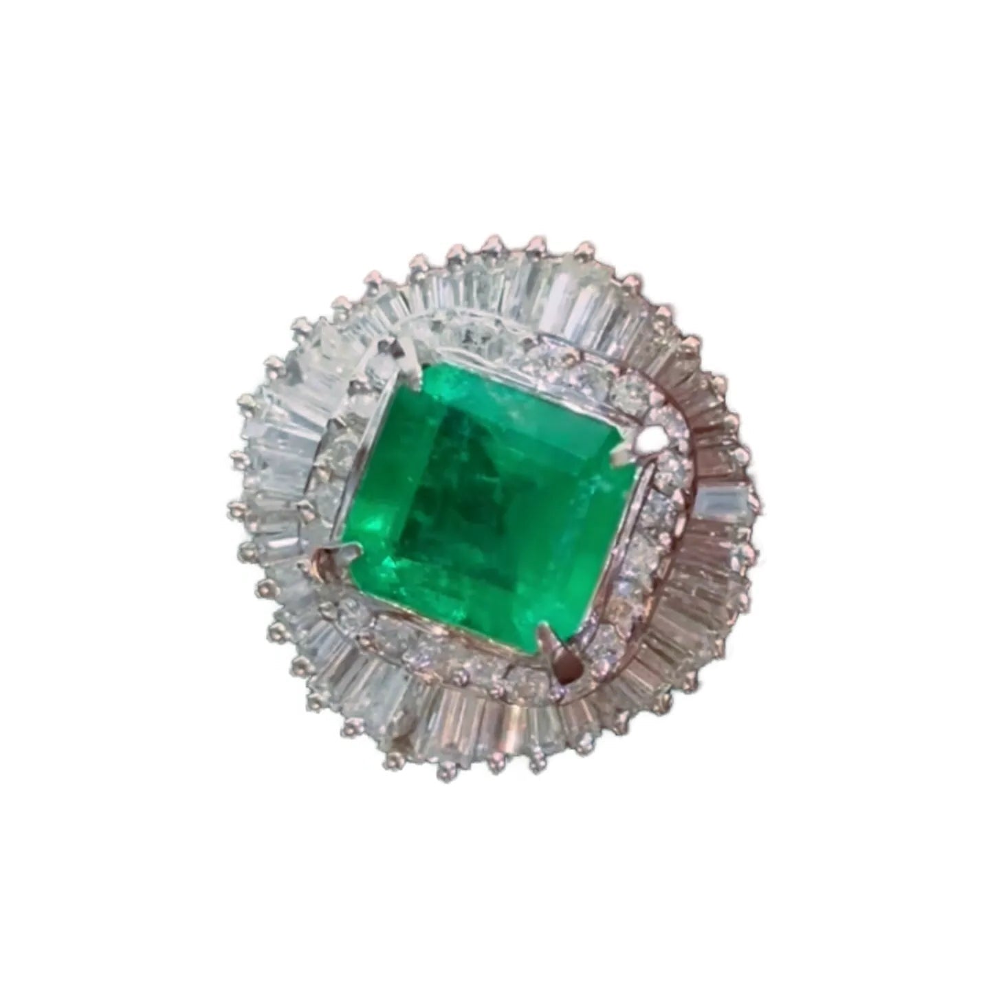 PT900 Platinum 1.35ct Colombian Emerald Ring with 96pt Diamonds