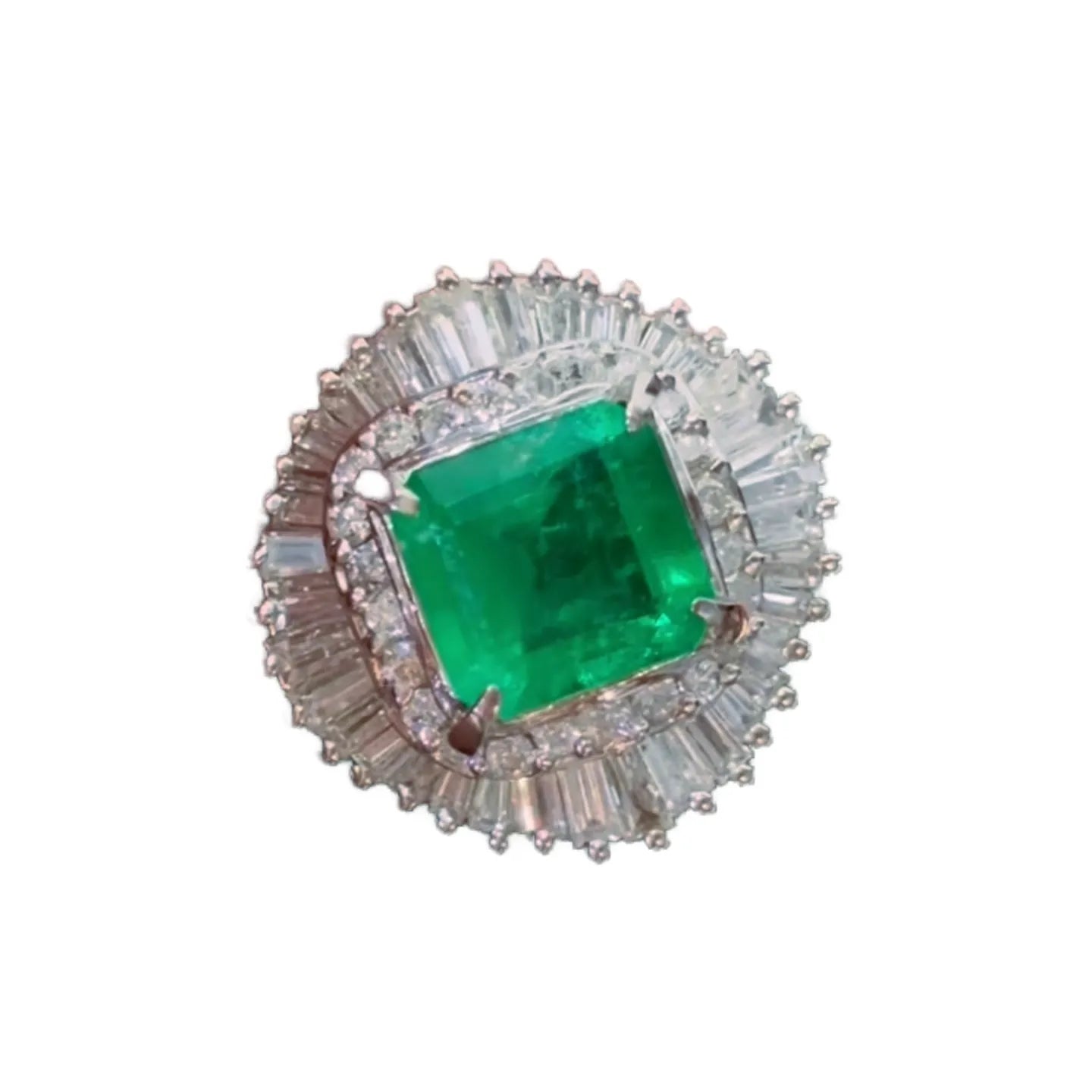 PT900 Platinum 1.35ct Colombian Emerald Ring with 96pt Diamonds
