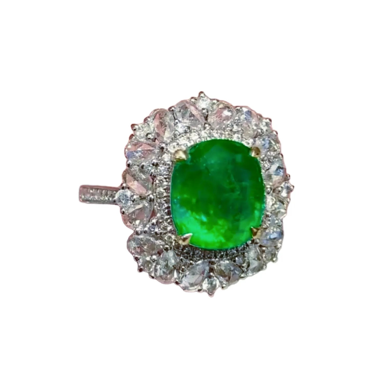18K Gold 2.2ct Emerald Ring Vivid Green