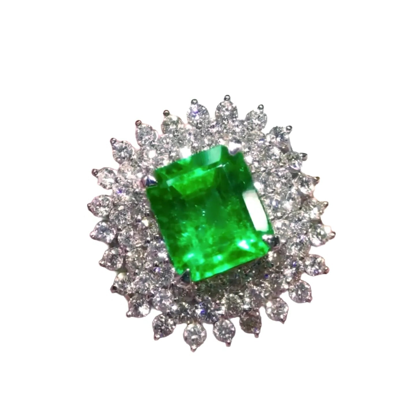 Platinum 2.56ct Colombian Emerald Ring Vivid Green