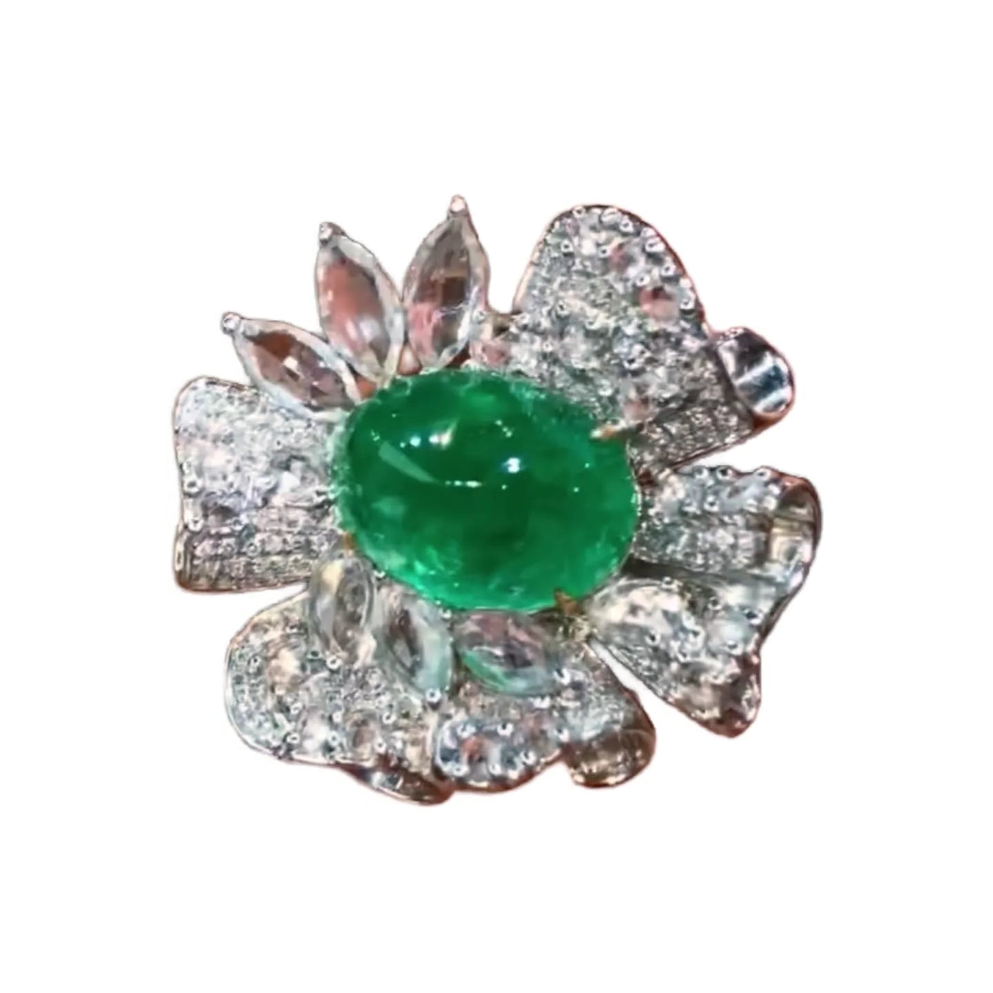 Thick Gold 4.9ct Emerald Ring and Pendant Dual-Use Design