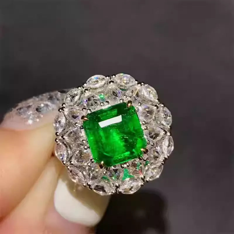 Asscher 18K Gold 1.87ct Emerald Ring GUILD Certified Wharton Green