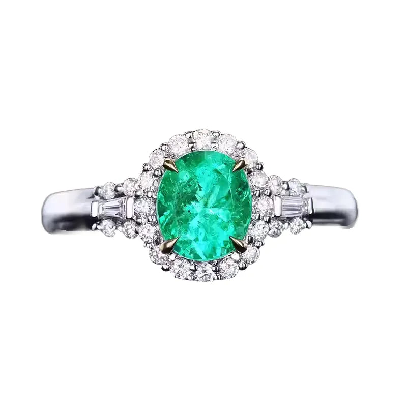 Oval 18K Gold 1.14ct Colombia Natural Emerald Ring for Engagement