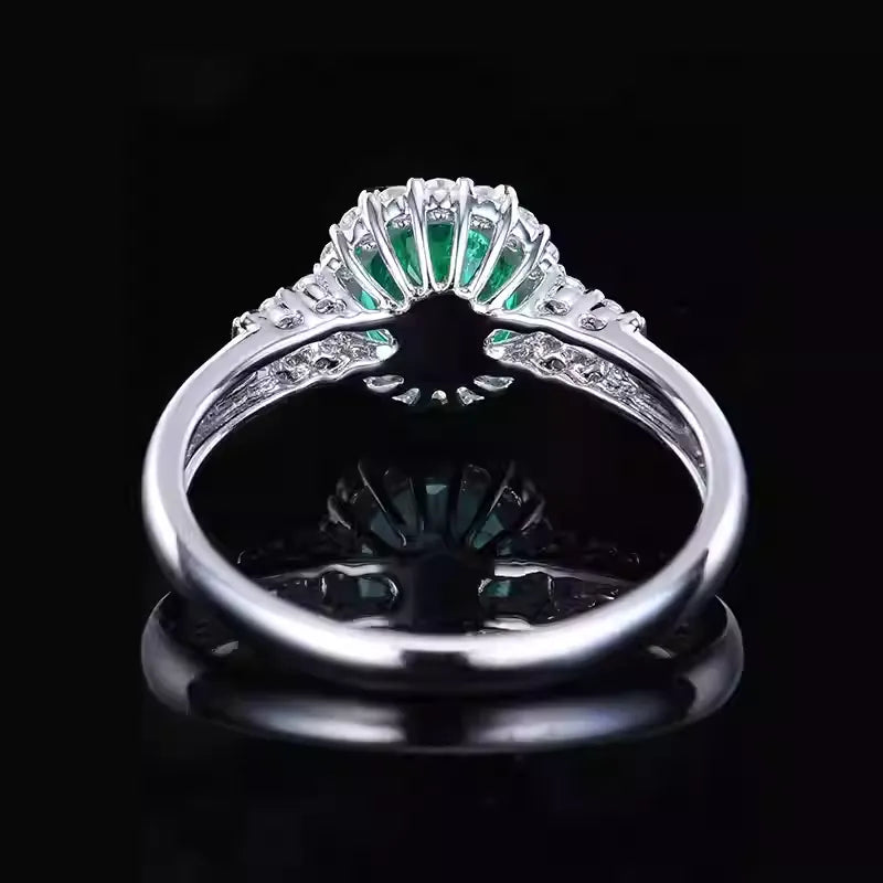 Oval 18K Gold 1.14ct Colombia Natural Emerald Ring for Engagement