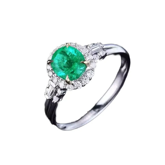 Oval 18K Gold 1.14ct Colombia Natural Emerald Ring for Engagement