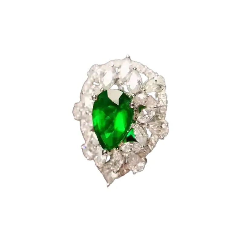 Pear Engagement Ring 18K Gold 1.47ct Panjshir Emerald Wharton Green