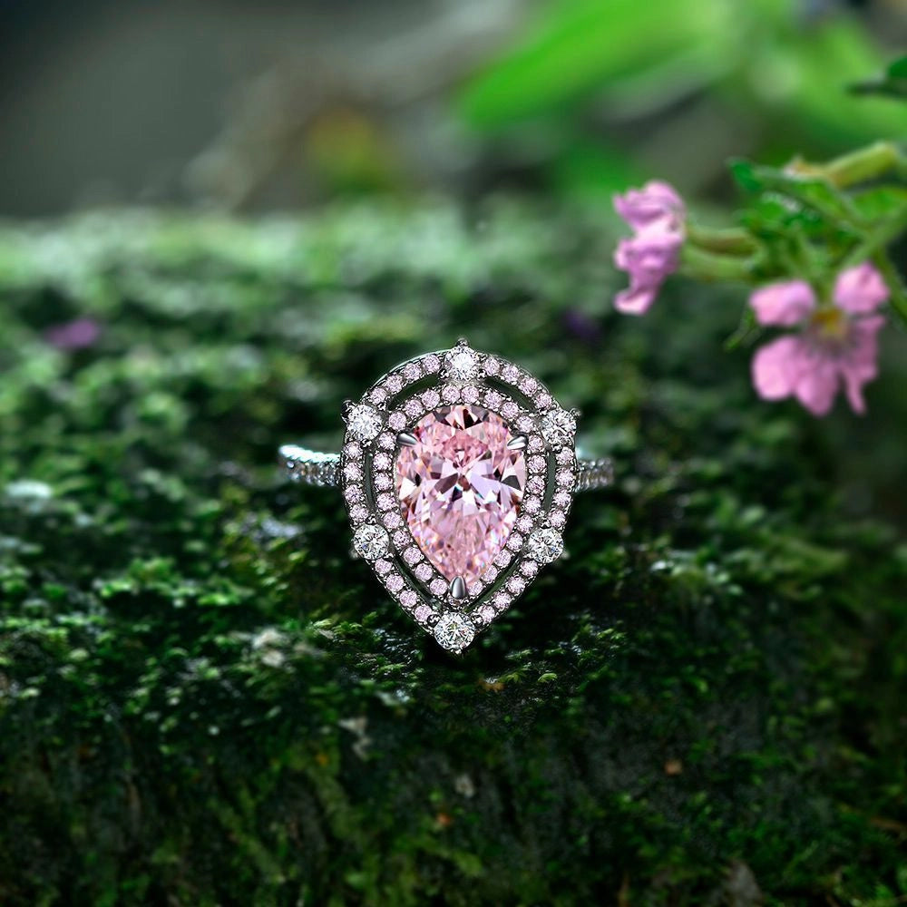 Pear Engagement Ring 1.5ct 7*10 925 Silver High Carbon Diamond