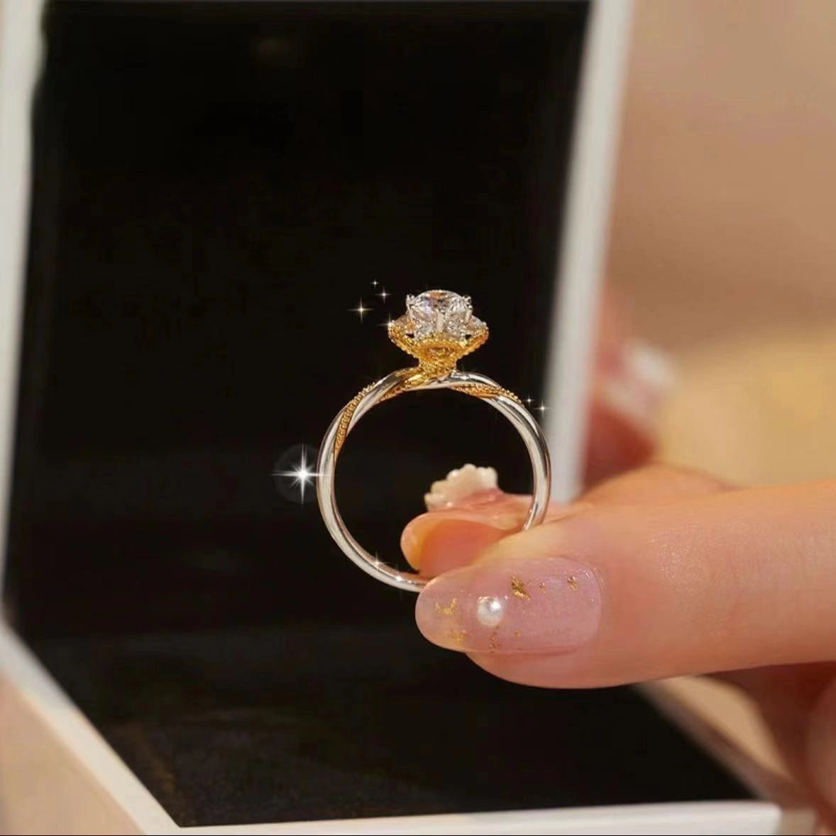 Round Engagement Ring 1ct 6*6 925 Silver Moissanite