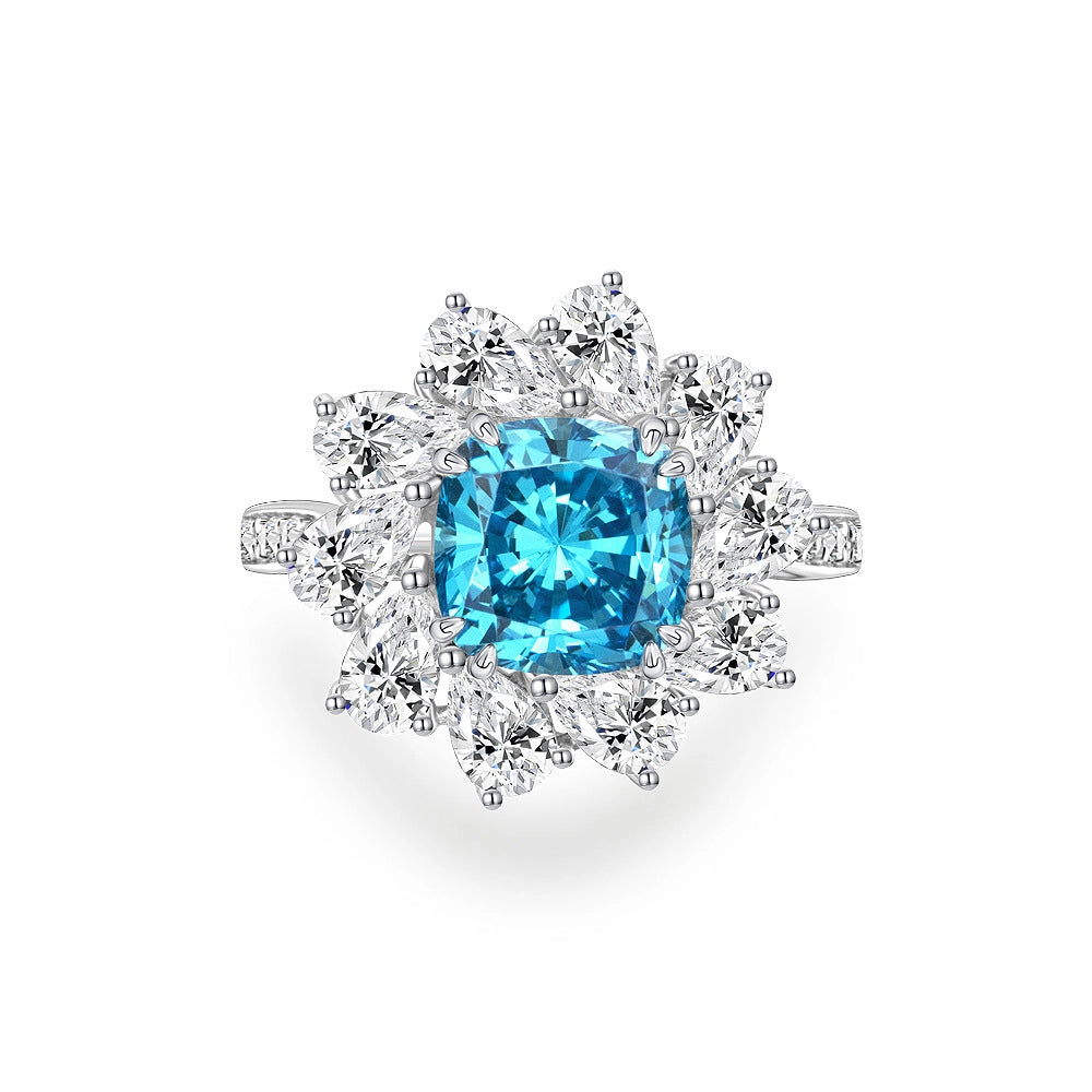 Cushion Engagement Ring 2.5ct 925 Silver High Carbon Diamond