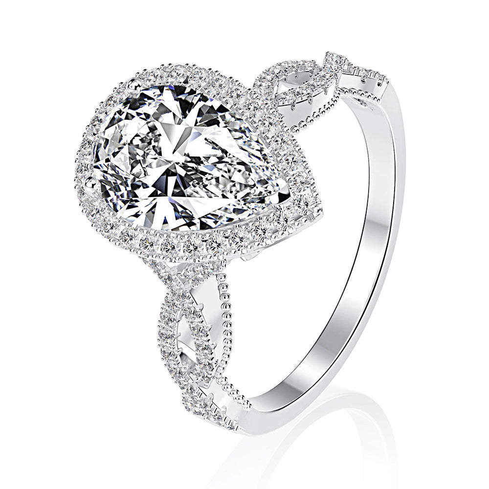 Pear Engagement Ring 2ct 8*12 925 Silver High Carbon Diamond