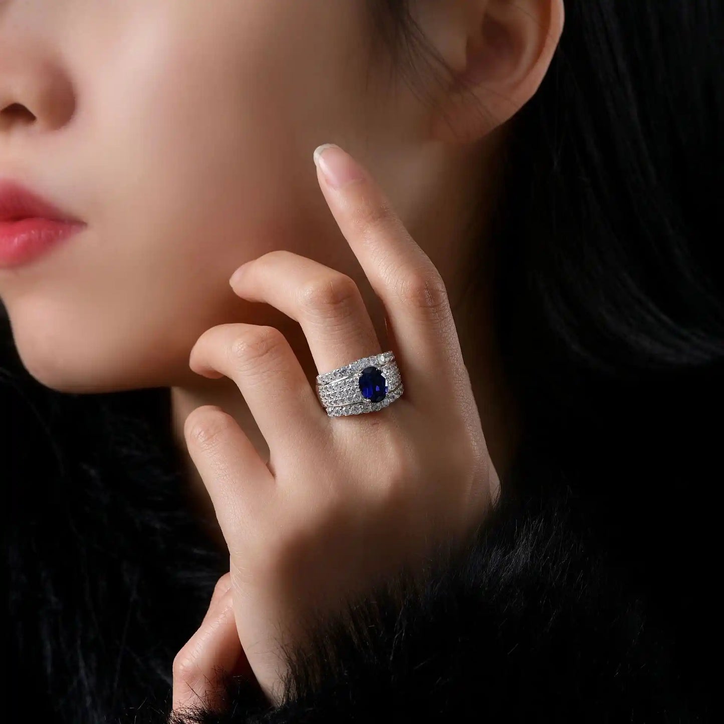 Oval Engagement Ring 2ct 7*9 925 Silver High Carbon Diamond