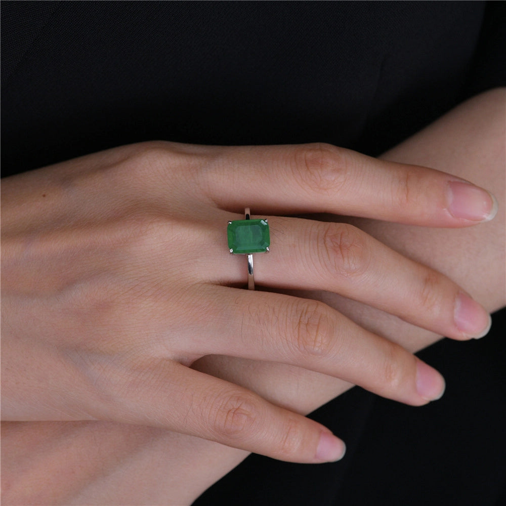 Emerald Engagement Ring 4ct 925 Silver Synthetic Emerald