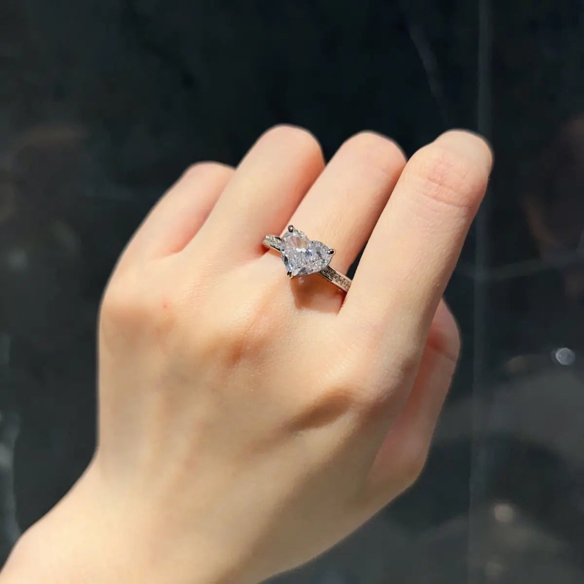 Heart Engagement Ring 4ct 925 Silver High Carbon Diamond