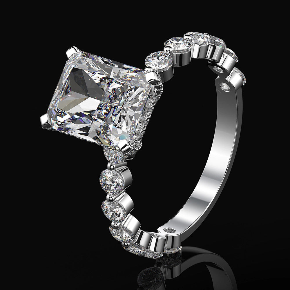 Radiant Engagement Ring 4ct 925 Silver High Carbon Diamond
