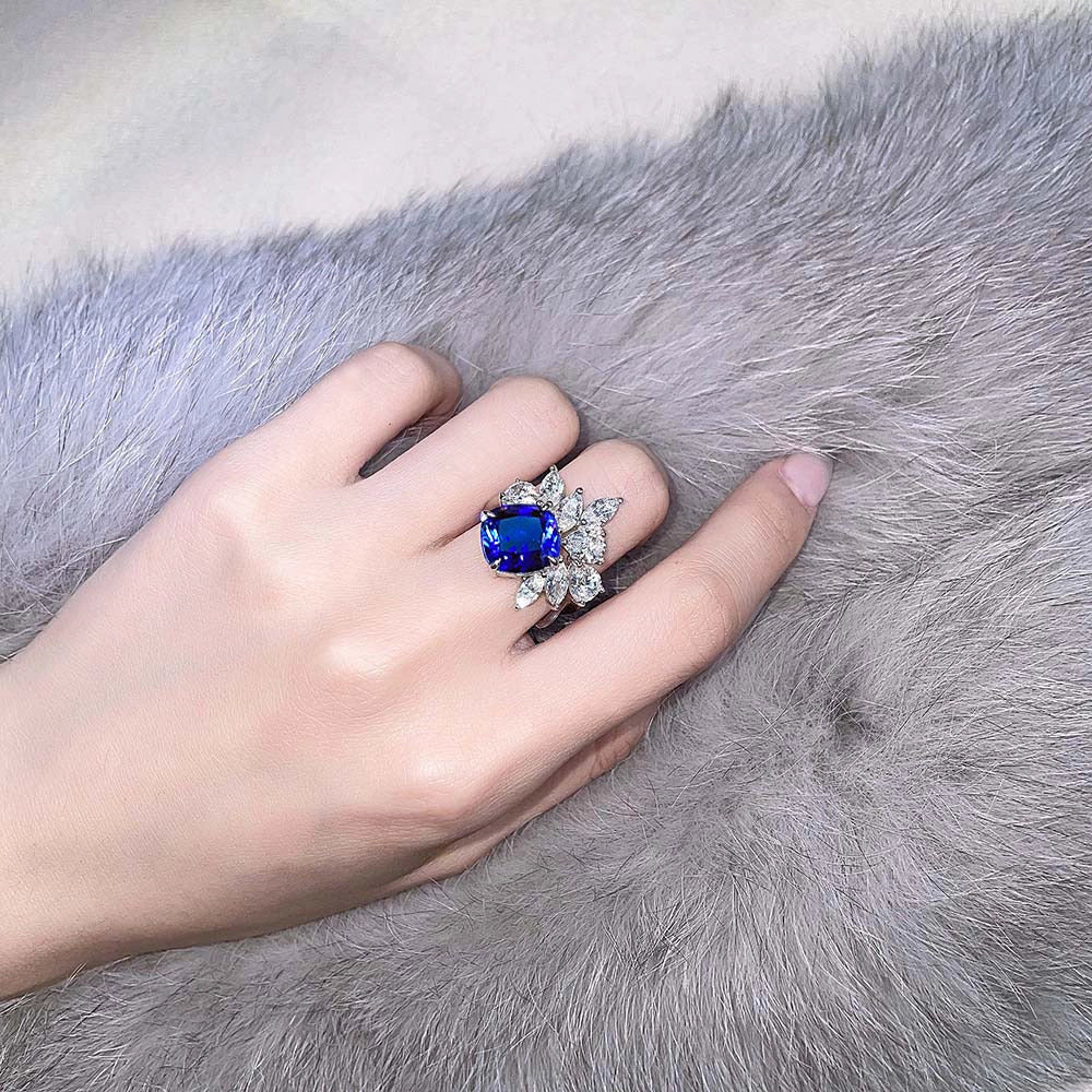 Cushion Engagement Ring 6ct 925 10*11 Silver High Carbon Diamond