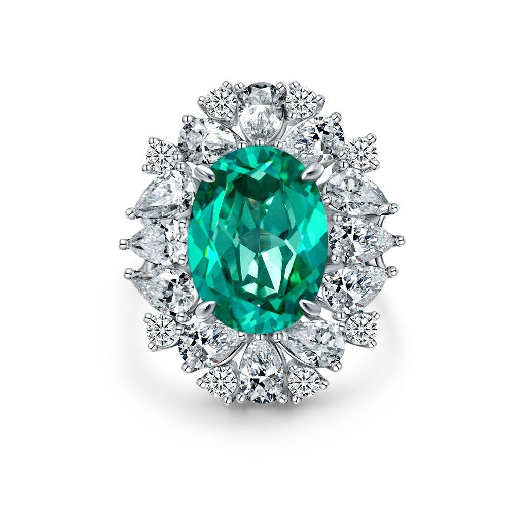 Oval Engagement Ring 7ct 12*16 925 Silver Paraiba