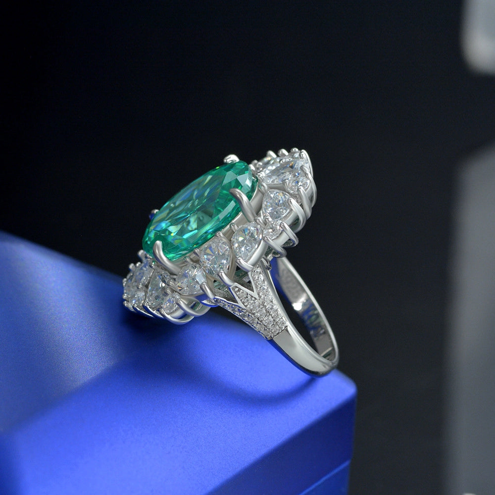 Oval Engagement Ring 7ct 12*16 925 Silver Paraiba