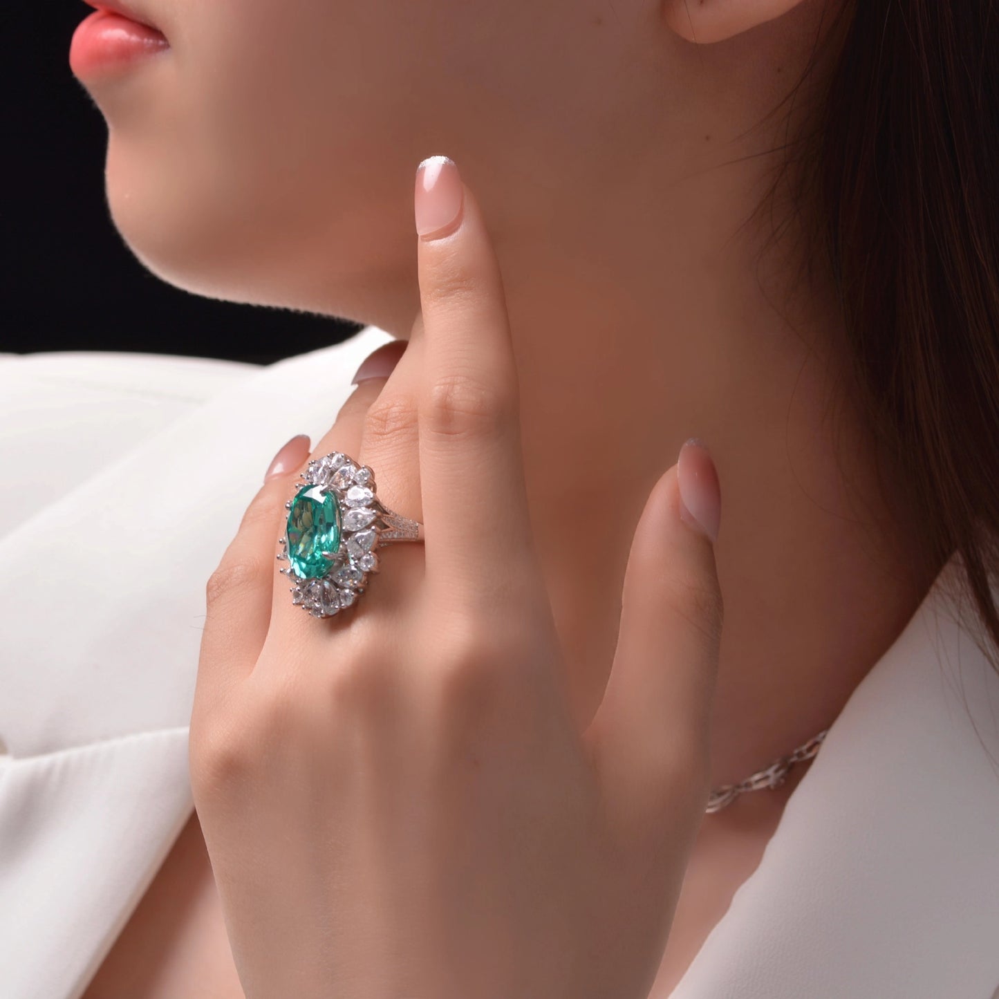 Oval Engagement Ring 7ct 12*16 925 Silver Paraiba