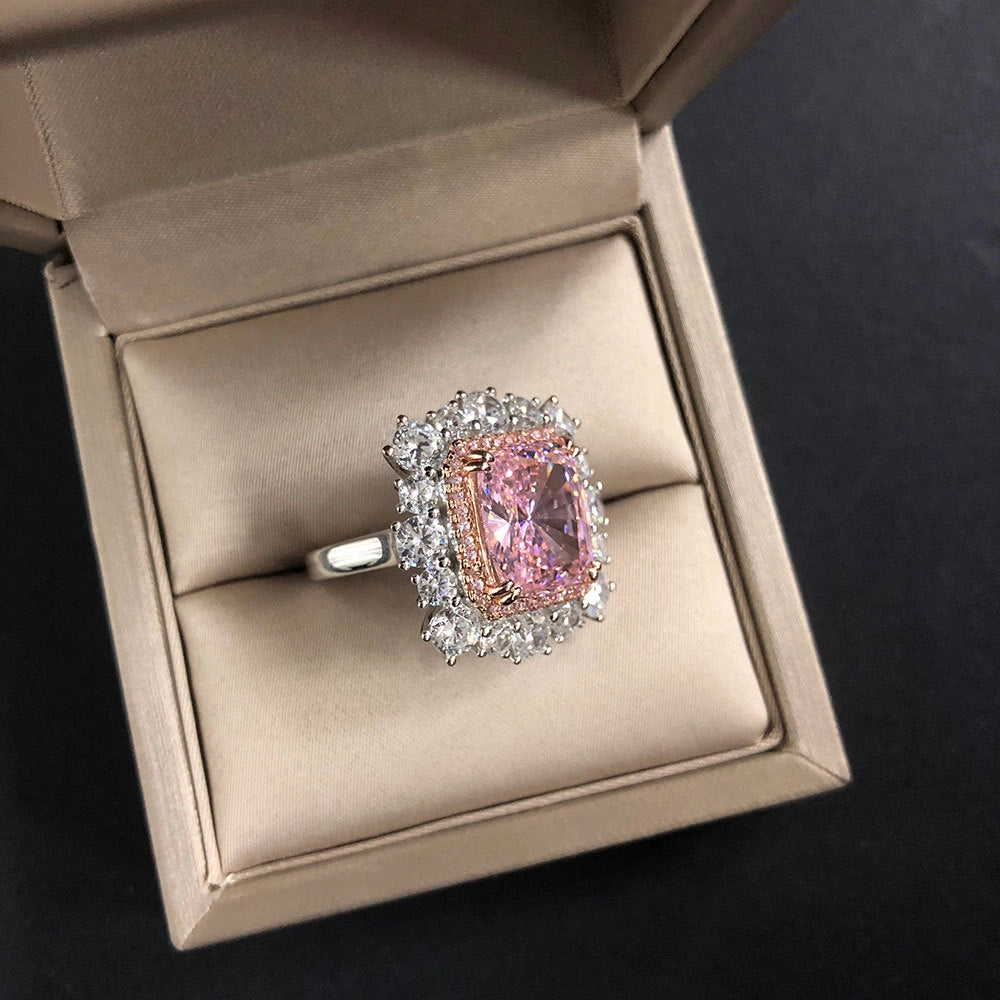 Radiant Engagement Ring 8ct 10*12 925 Silver Zircon