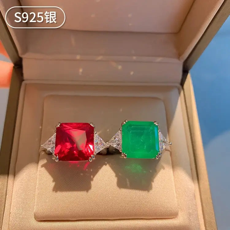 Asscher Radiant Engagement Ring 12*12 925 Silver High Carbon Diamond