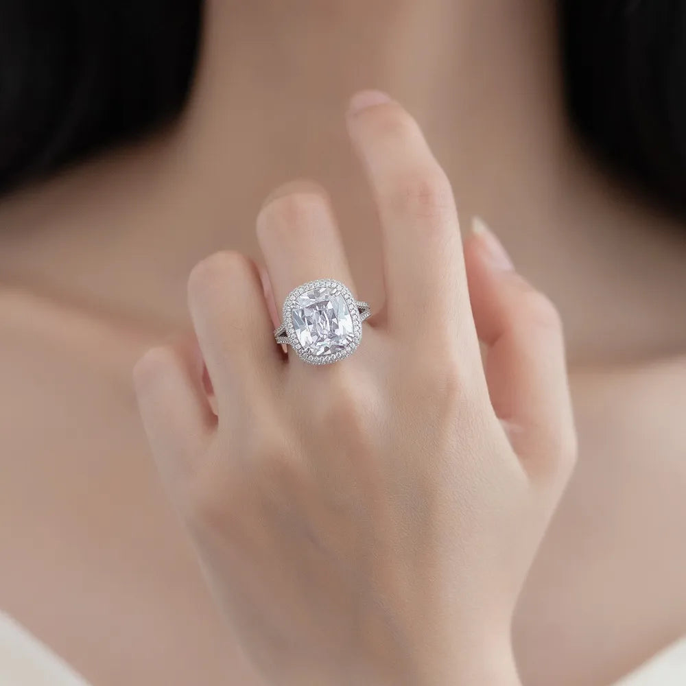 Cushion Engagement Ring 12*14 925 Silver Zircon