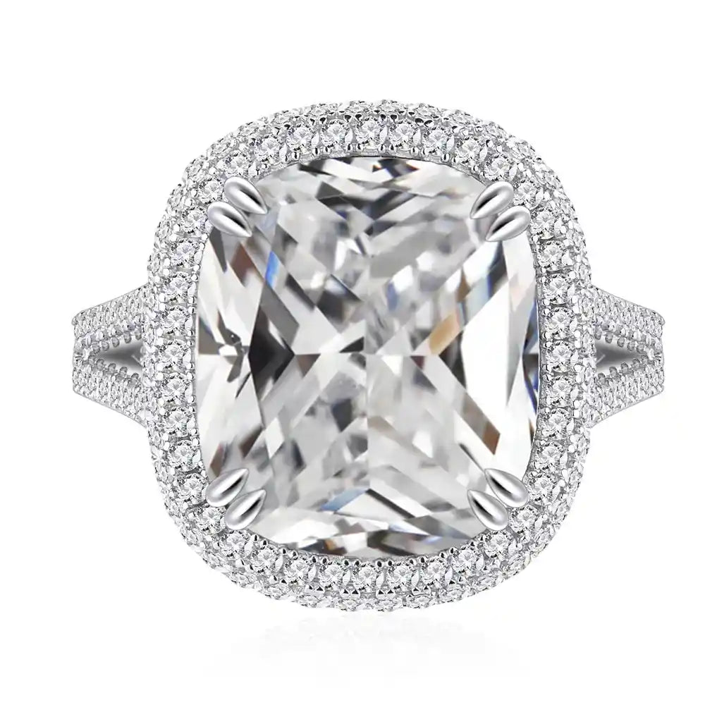 Cushion Engagement Ring 12*14 925 Silver Zircon