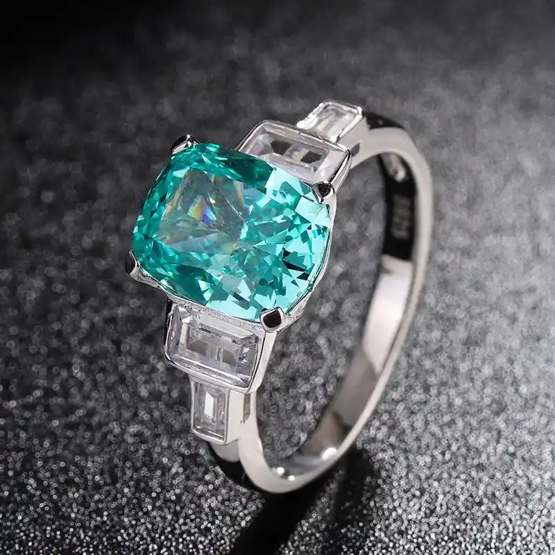 Cushion Engagement Ring 5ct 8*10 925 Silver High Carbon Diamond