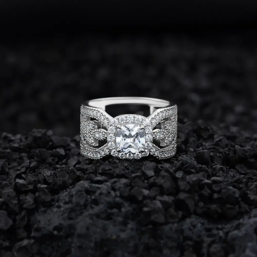 Cushion Engagement Ring 6mm 925 Silver Zircon
