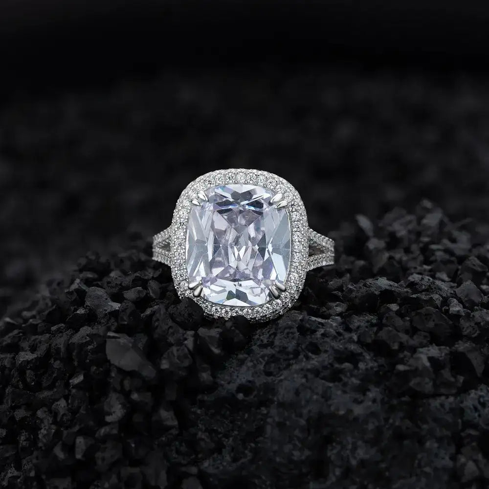 Cushion Engagement Ring 12*14 925 Silver Zircon