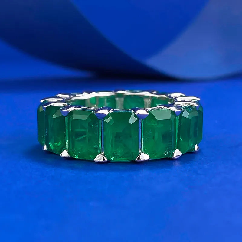 Engagement Ring 5*7mm 925 Silver Emerald