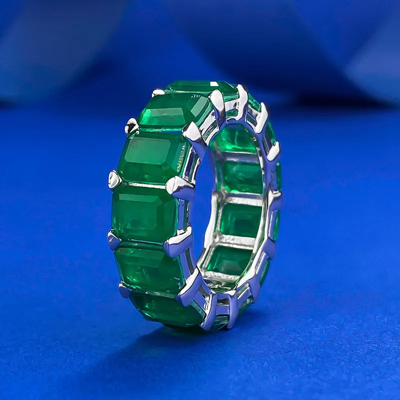 Engagement Ring 5*7mm 925 Silver Emerald