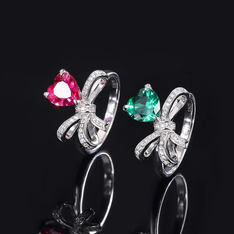 Heart Engagement Ring 8*8 925 Silver High Carbon Diamond