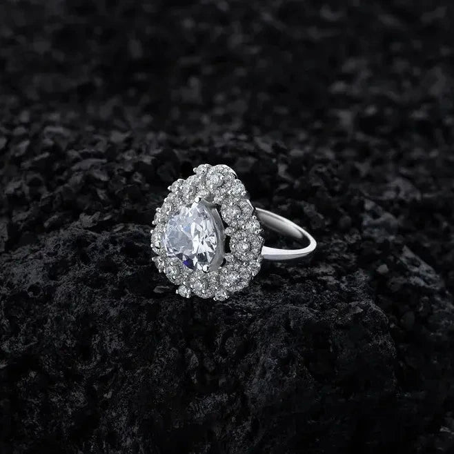 Heart Engagement Ring 10mm 925 Silver Zircon