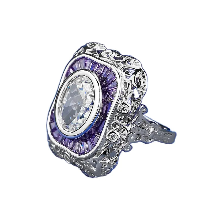 Oval Engagement Ring 9*11 925 Silver High Carbon Diamond