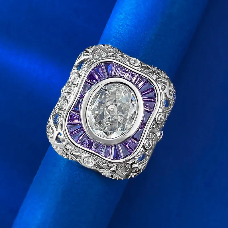 Oval Engagement Ring 9*11 925 Silver High Carbon Diamond
