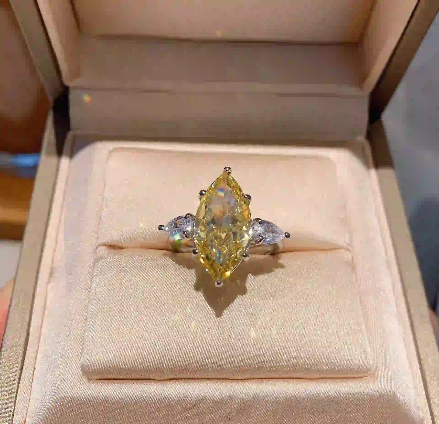 Marquise Engagement Ring 9*18 925 Silver High Carbon Diamond