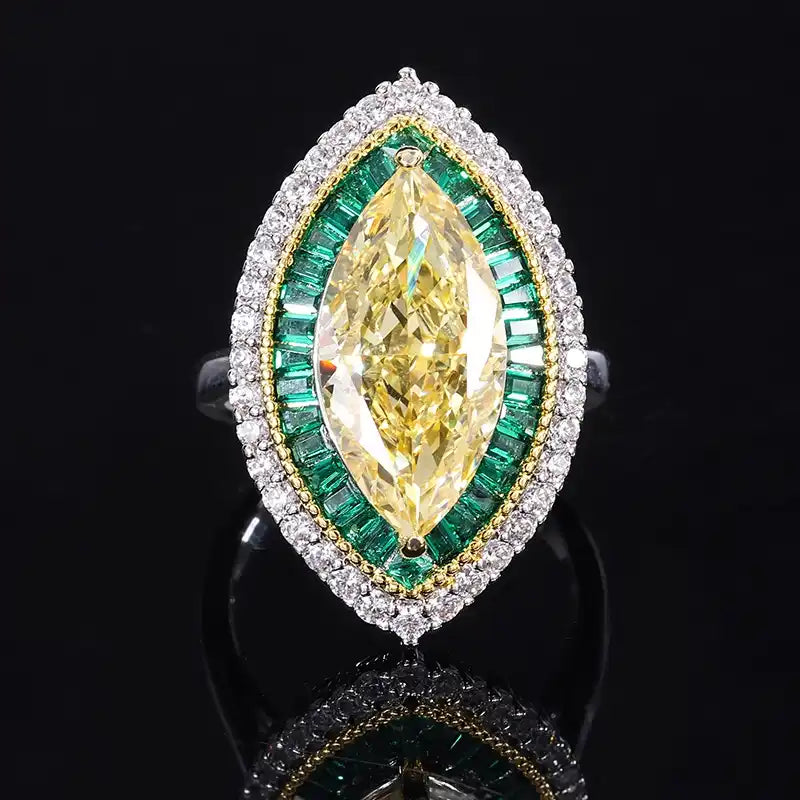 Marquise Engagement Ring 9*18 925 Silver High Carbon Diamond