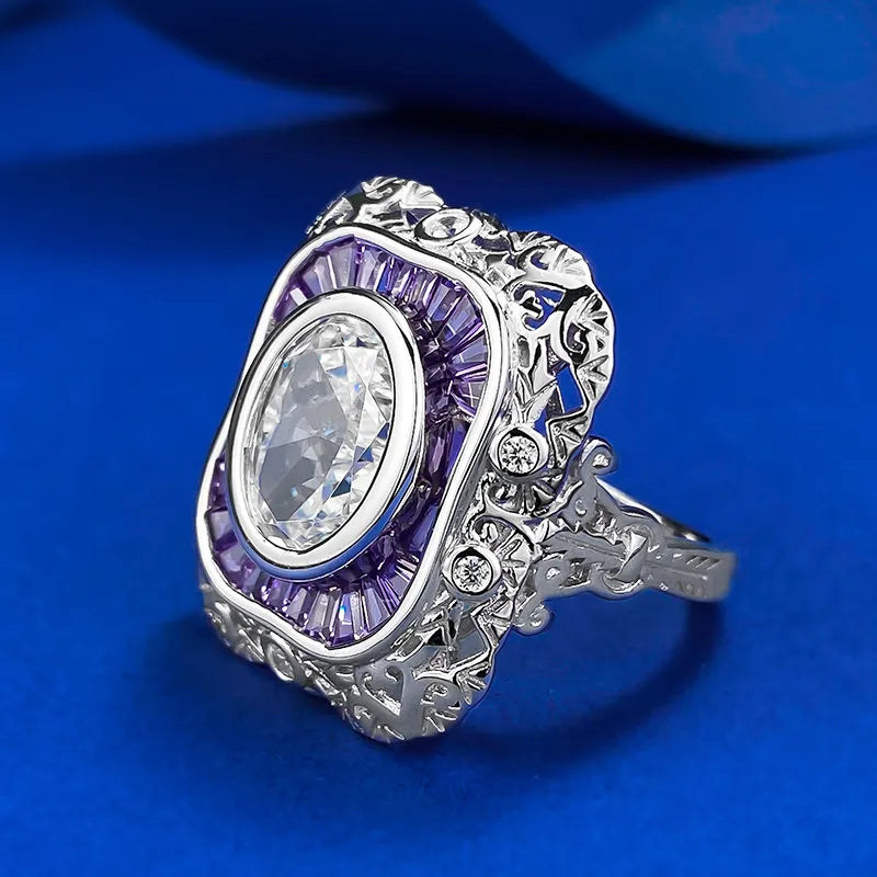 Oval Engagement Ring 9*11 925 Silver High Carbon Diamond