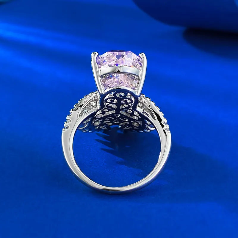 Pear Engagement Ring 10*15 925 Silver Pink High Carbon Diamond