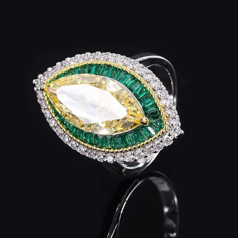 Marquise Engagement Ring 9*18 925 Silver High Carbon Diamond