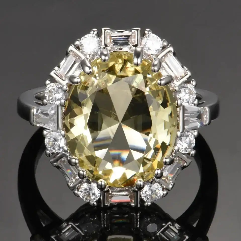 Oval Engagement Ring 12*14 925 Silver Citrine