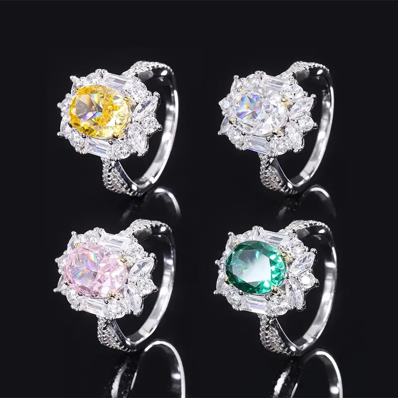 Oval Engagement Ring 8*10 925 Silver High Carbon Diamond