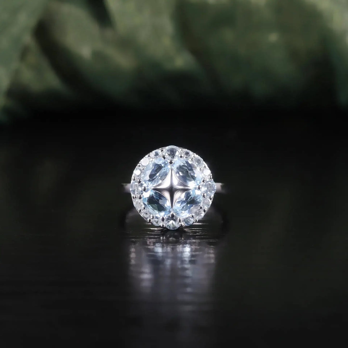 Oval Engagement Ring 925 Silver Star Topaz
