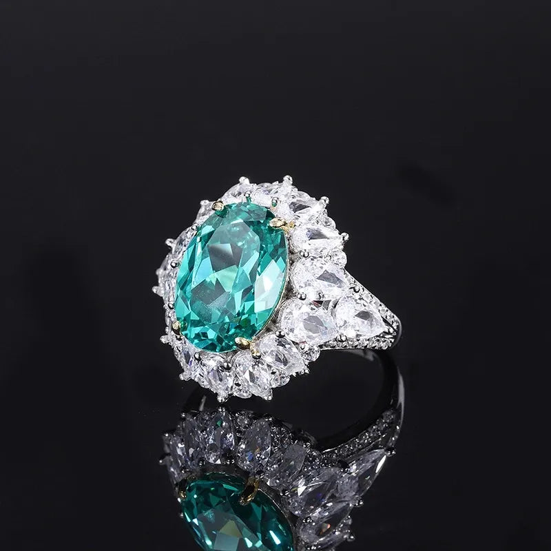 Oval Engagement Ring 10*14 925 Silver High Carbon Diamond